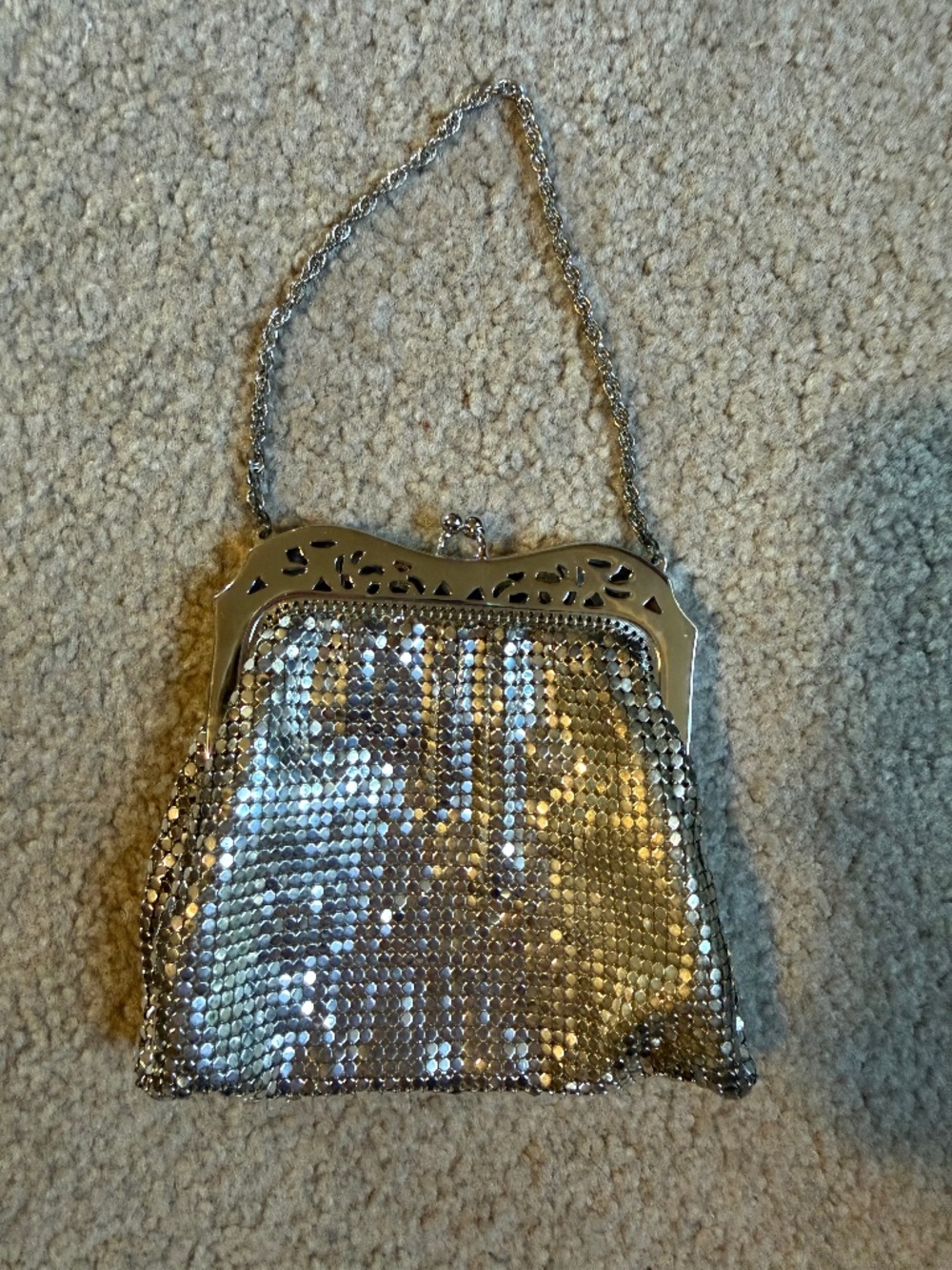 Antique silver clutch bag with original tag